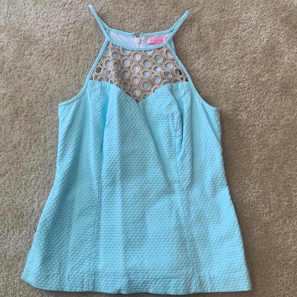 Lilly Pulitzer structured top in light blue size 2